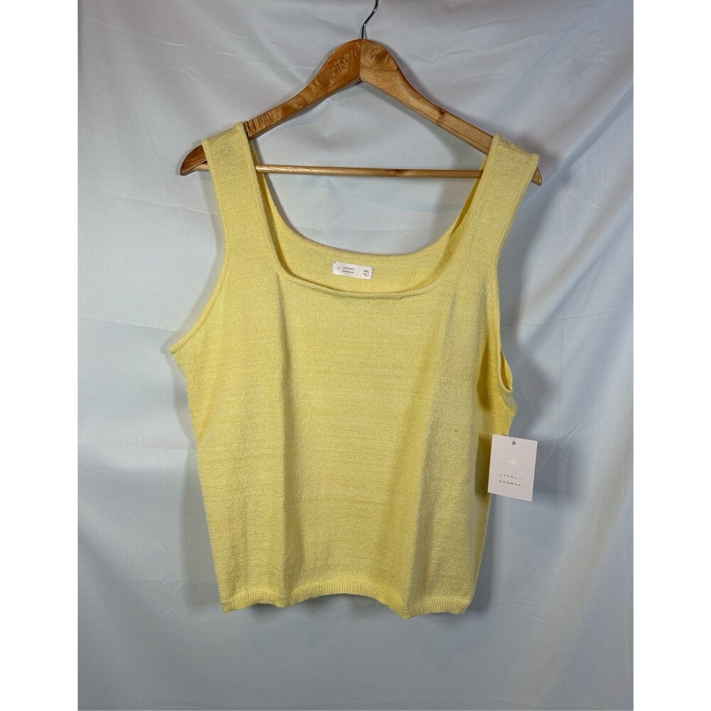LC Lauren Conrad Womens Yellow Tank Top Square Neck Sleeveless Size XXL